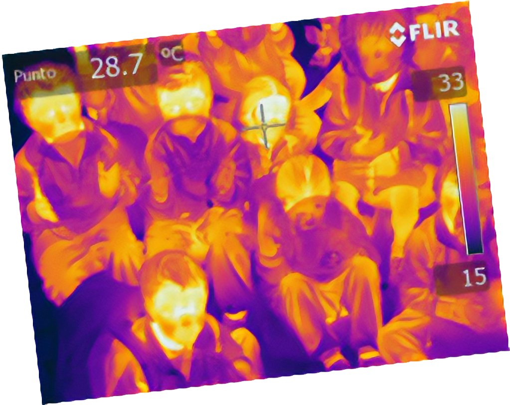 Imagen termográfica de niños participando en talleres